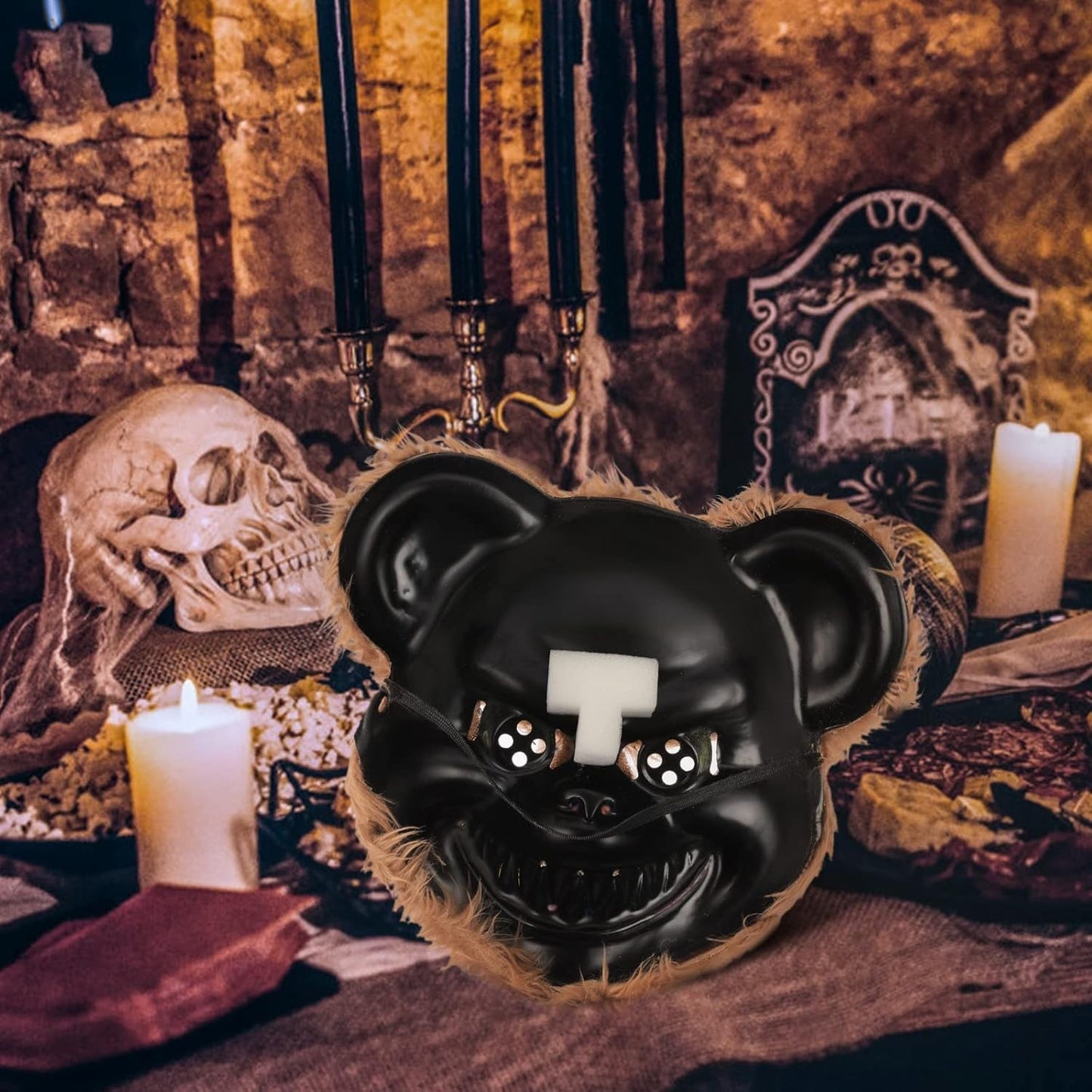 Unleash the Cuteness Overload with the UNOLIGA Horror Bear Mask - Perfect for Halloween Shenanigans!