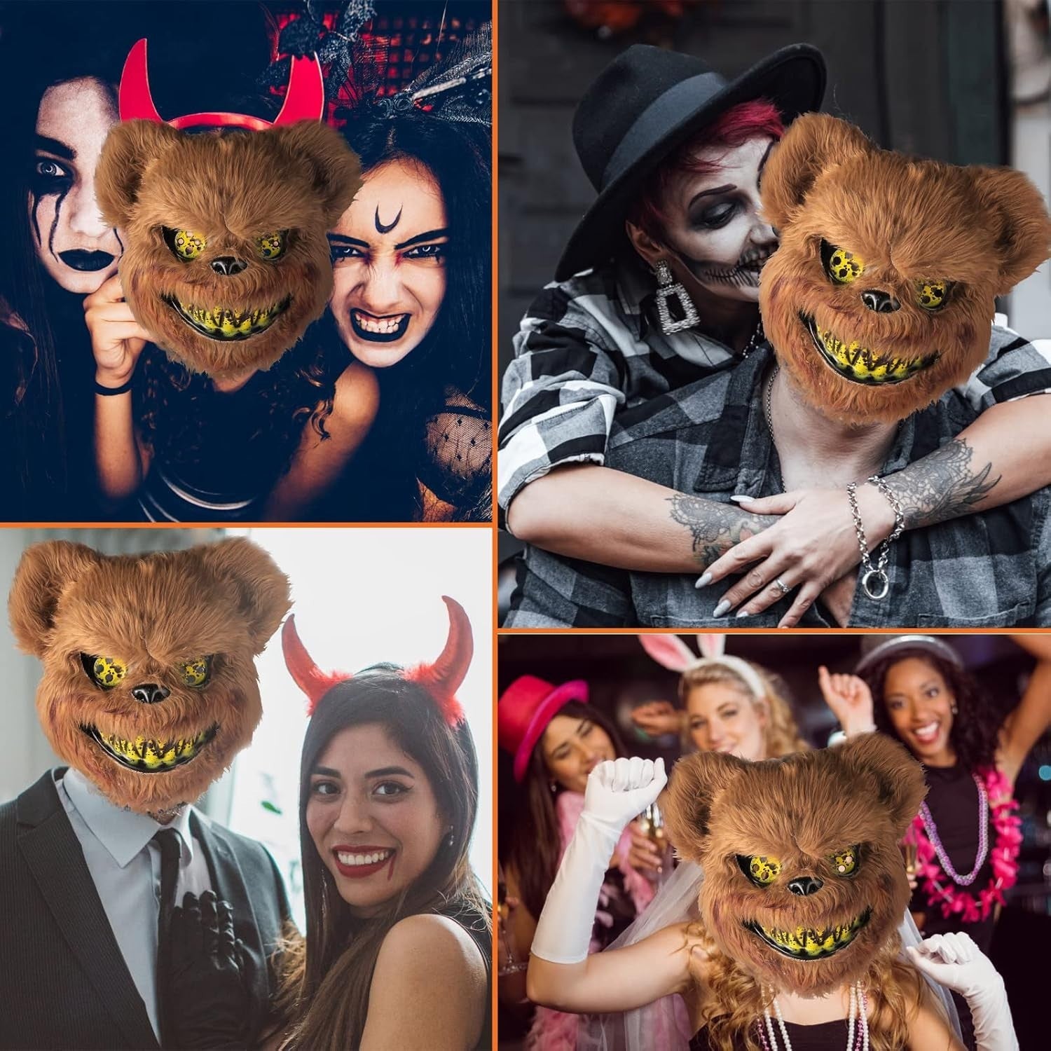 Unleash the Cuteness Overload with the UNOLIGA Horror Bear Mask - Perfect for Halloween Shenanigans!