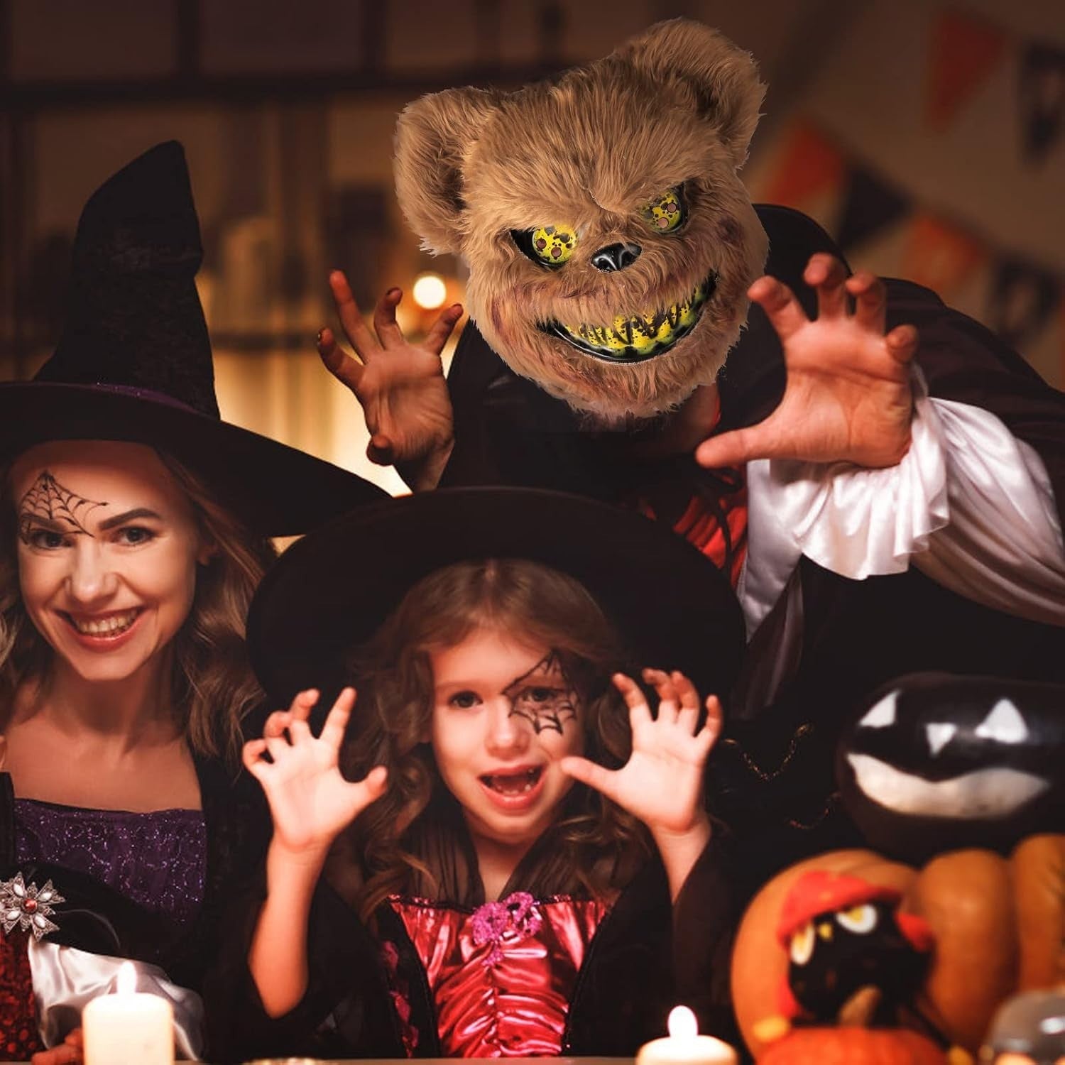 Unleash the Cuteness Overload with the UNOLIGA Horror Bear Mask - Perfect for Halloween Shenanigans!